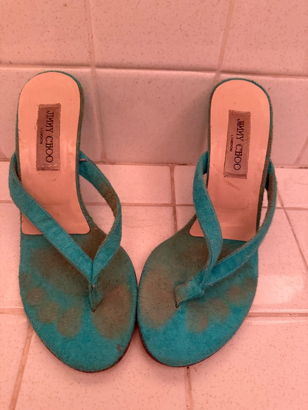 Jimmy Choo Turquoise Suede Thong Sandals
